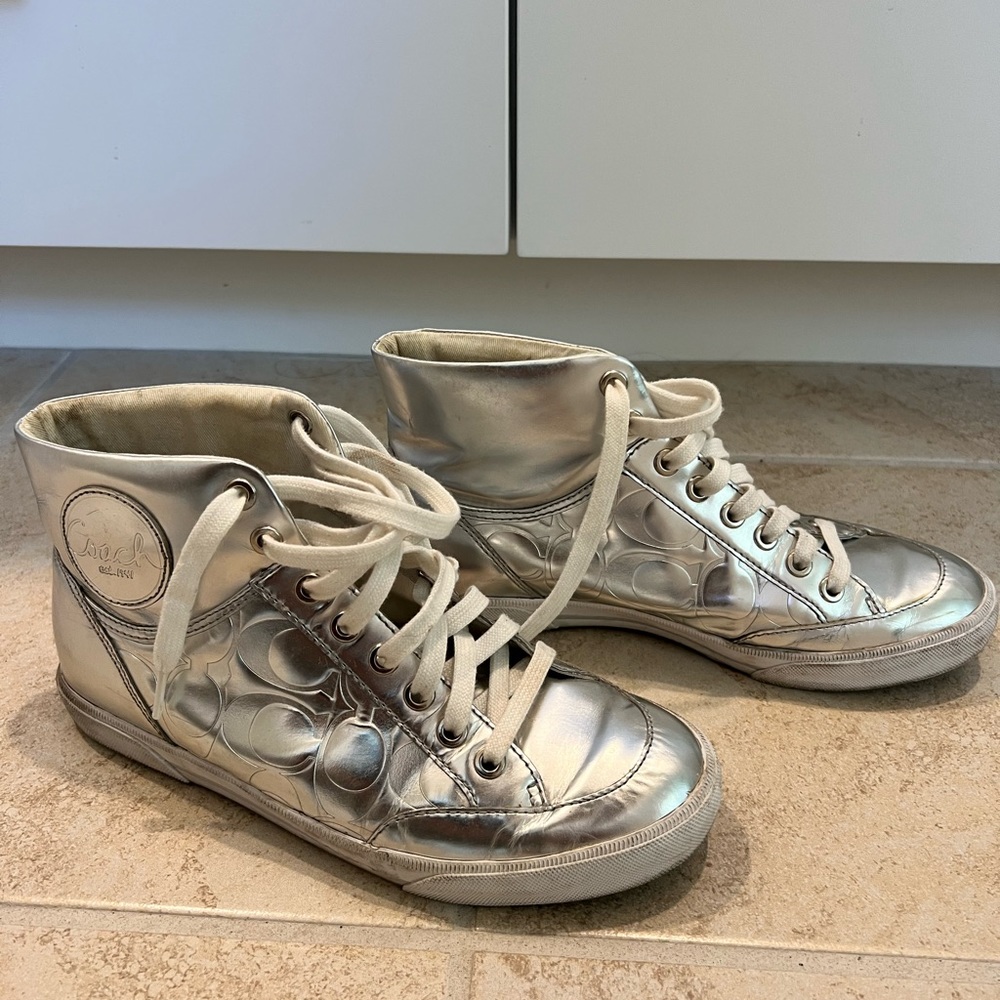 Silver High Top COACH Sneakers
